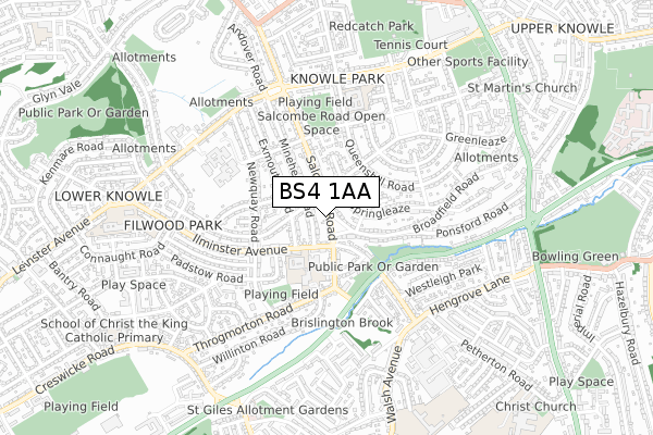 BS4 1AA map - small scale - OS Open Zoomstack (Ordnance Survey)