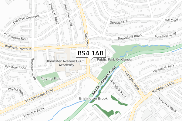 BS4 1AB map - large scale - OS Open Zoomstack (Ordnance Survey)