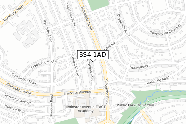 BS4 1AD map - large scale - OS Open Zoomstack (Ordnance Survey)