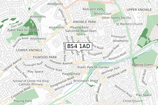 BS4 1AD map - small scale - OS Open Zoomstack (Ordnance Survey)