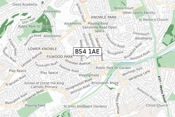 BS4 1AE map - small scale - OS Open Zoomstack (Ordnance Survey)