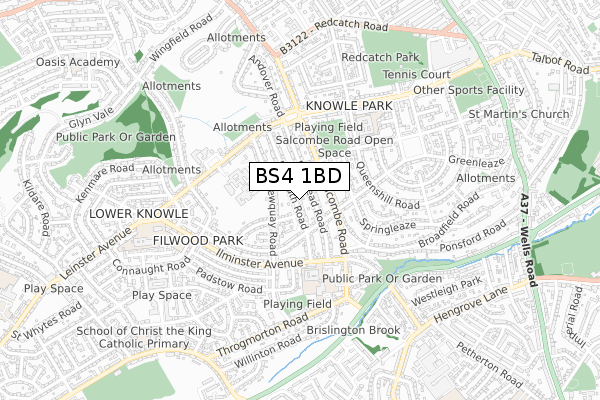 BS4 1BD map - small scale - OS Open Zoomstack (Ordnance Survey)