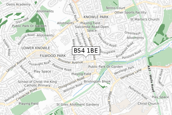 BS4 1BE map - small scale - OS Open Zoomstack (Ordnance Survey)