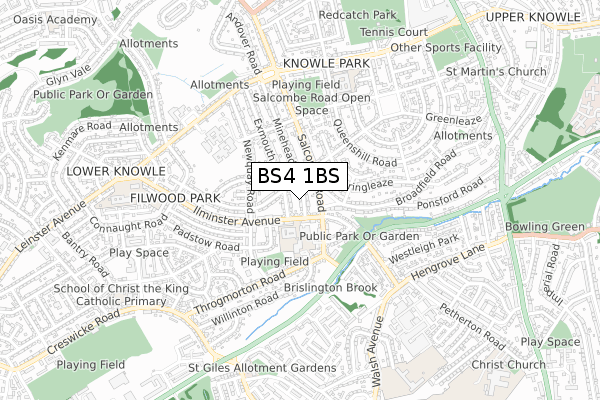 BS4 1BS map - small scale - OS Open Zoomstack (Ordnance Survey)