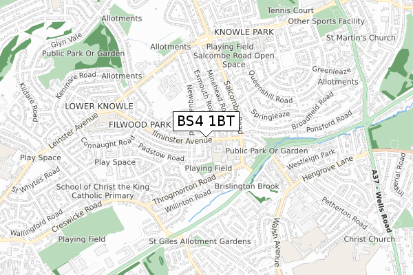 BS4 1BT map - small scale - OS Open Zoomstack (Ordnance Survey)