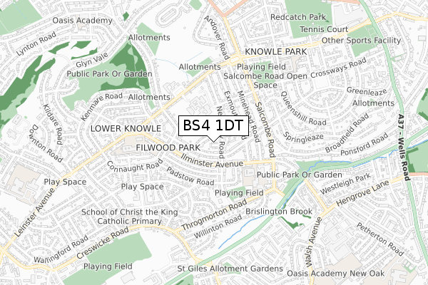 BS4 1DT map - small scale - OS Open Zoomstack (Ordnance Survey)