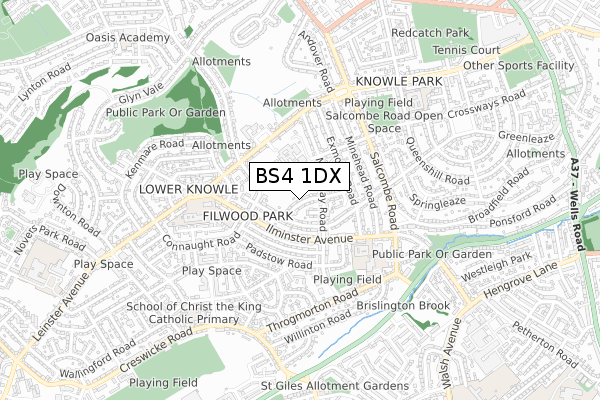 BS4 1DX map - small scale - OS Open Zoomstack (Ordnance Survey)