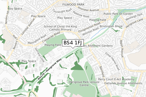 BS4 1FJ map - small scale - OS Open Zoomstack (Ordnance Survey) BS4 1FJ map - small scale - OS Open Zoomstack (Ordnance Survey)