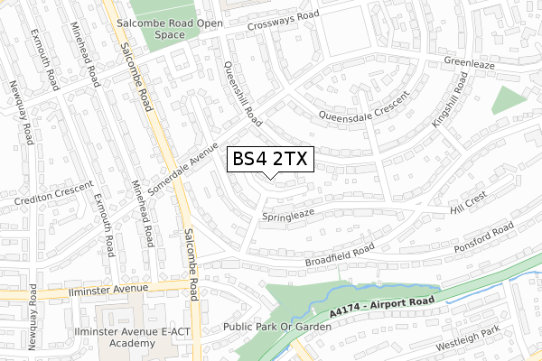 BS4 2TX map - large scale - OS Open Zoomstack (Ordnance Survey)