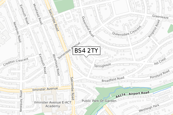 BS4 2TY map - large scale - OS Open Zoomstack (Ordnance Survey)
