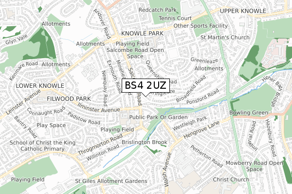 BS4 2UZ map - small scale - OS Open Zoomstack (Ordnance Survey)