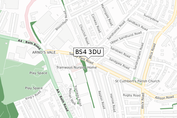 BS4 3DU map - large scale - OS Open Zoomstack (Ordnance Survey)