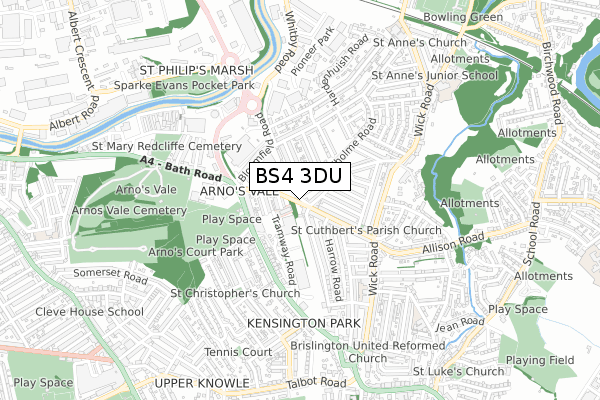 BS4 3DU map - small scale - OS Open Zoomstack (Ordnance Survey)