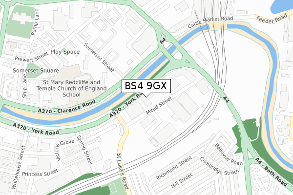 BS4 9GX map - large scale - OS Open Zoomstack (Ordnance Survey)