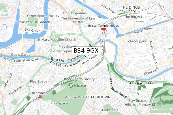 BS4 9GX map - small scale - OS Open Zoomstack (Ordnance Survey)