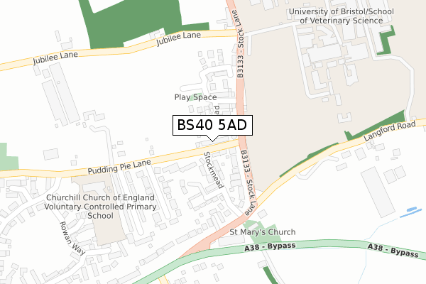 BS40 5AD map - large scale - OS Open Zoomstack (Ordnance Survey)