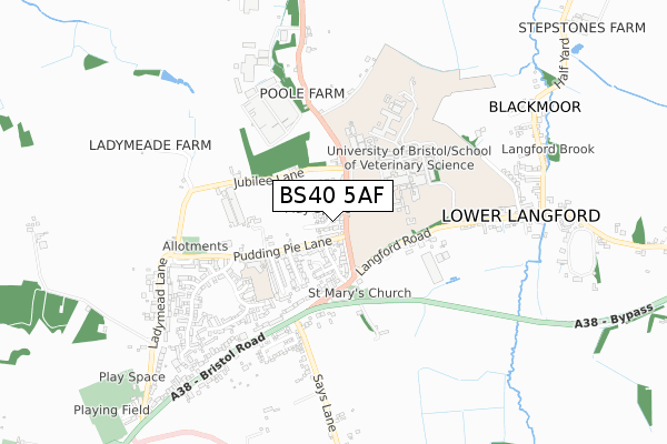 BS40 5AF map - small scale - OS Open Zoomstack (Ordnance Survey) BS40 5AF map - small scale - OS Open Zoomstack (Ordnance Survey)