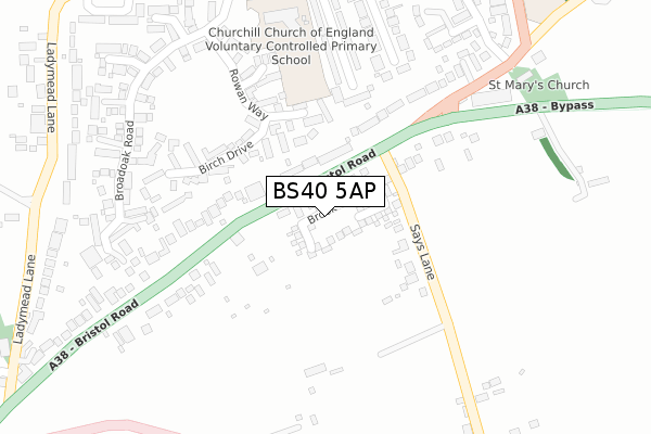 BS40 5AP map - large scale - OS Open Zoomstack (Ordnance Survey) BS40 5AP map - large scale - OS Open Zoomstack (Ordnance Survey)