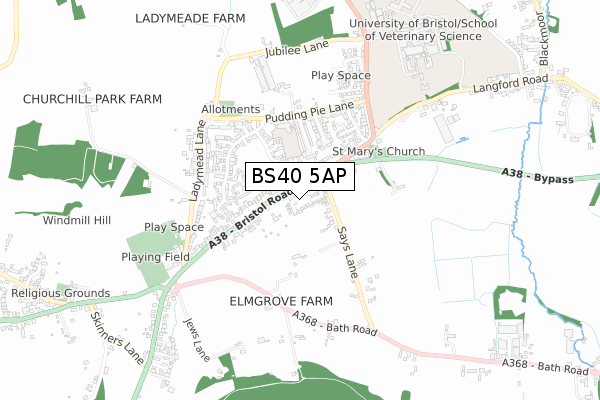 BS40 5AP map - small scale - OS Open Zoomstack (Ordnance Survey) BS40 5AP map - small scale - OS Open Zoomstack (Ordnance Survey)