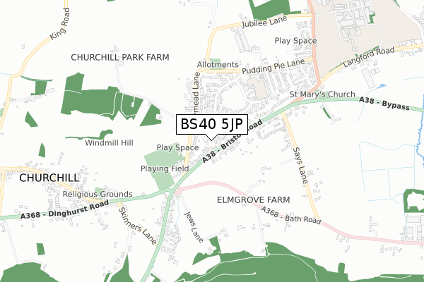 BS40 5JP map - small scale - OS Open Zoomstack (Ordnance Survey)