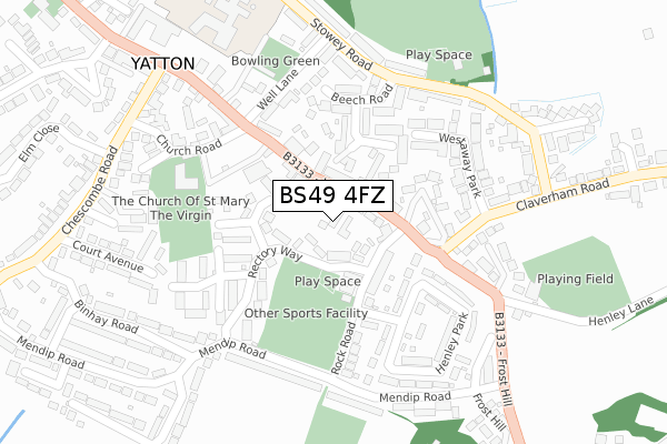 BS49 4FZ map - large scale - OS Open Zoomstack (Ordnance Survey) BS49 4FZ map - large scale - OS Open Zoomstack (Ordnance Survey)