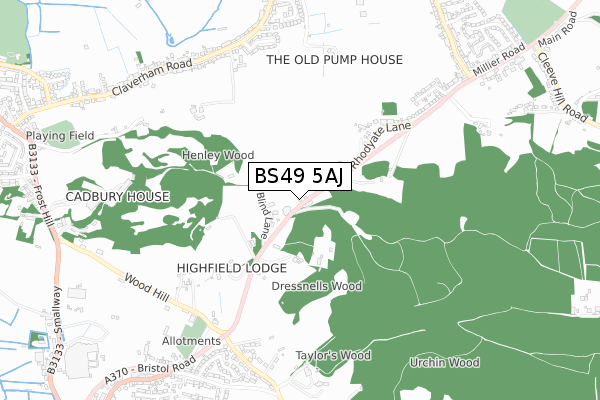 BS49 5AJ map - small scale - OS Open Zoomstack (Ordnance Survey)