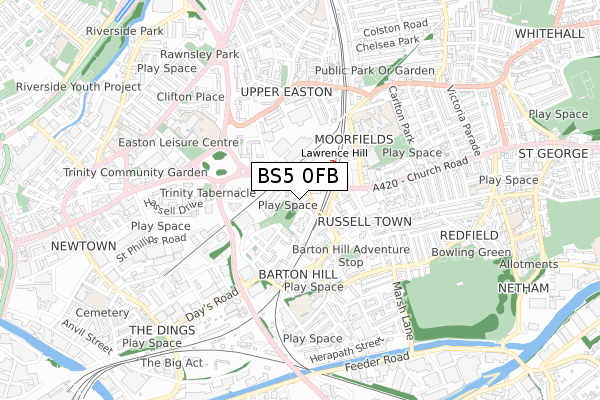 BS5 0FB map - small scale - OS Open Zoomstack (Ordnance Survey)