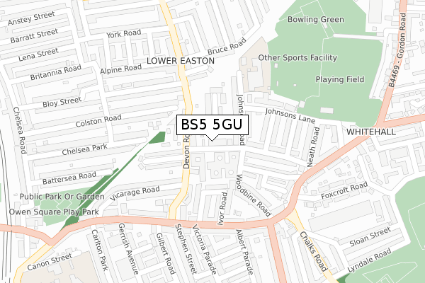 BS5 5GU map - large scale - OS Open Zoomstack (Ordnance Survey)