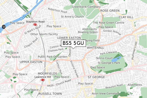 BS5 5GU map - small scale - OS Open Zoomstack (Ordnance Survey)