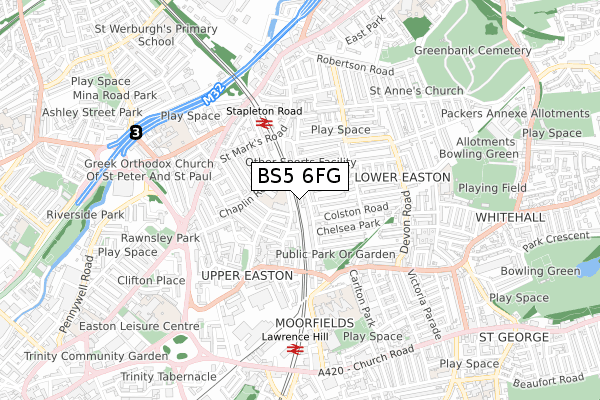 BS5 6FG map - small scale - OS Open Zoomstack (Ordnance Survey)