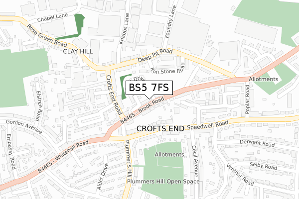 BS5 7FS map - large scale - OS Open Zoomstack (Ordnance Survey)