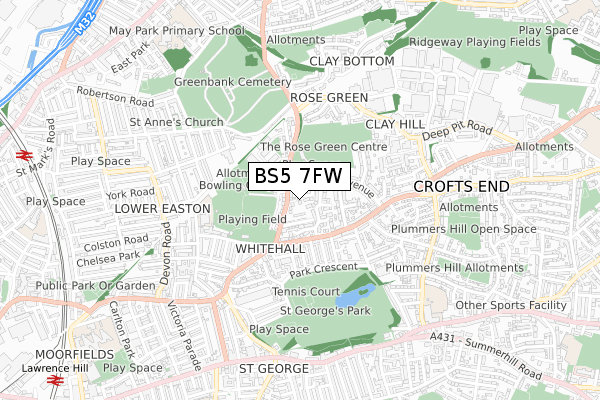 BS5 7FW map - small scale - OS Open Zoomstack (Ordnance Survey)