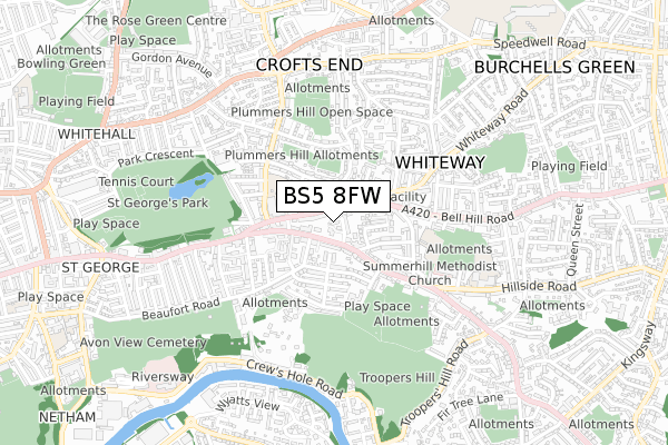 BS5 8FW map - small scale - OS Open Zoomstack (Ordnance Survey)