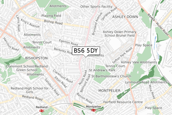 BS6 5DY map - small scale - OS Open Zoomstack (Ordnance Survey)