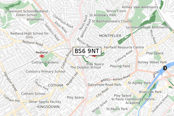BS6 9NT map - small scale - OS Open Zoomstack (Ordnance Survey)