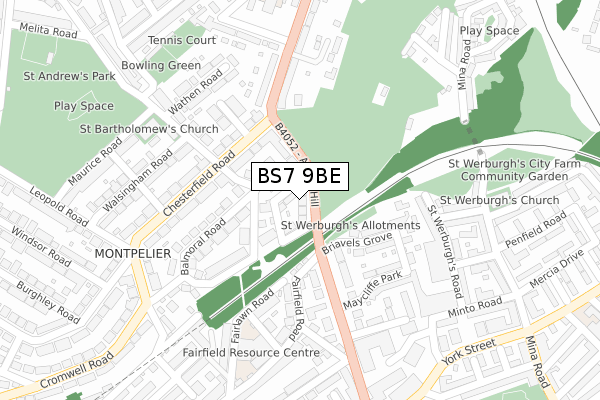 BS7 9BE map - large scale - OS Open Zoomstack (Ordnance Survey)