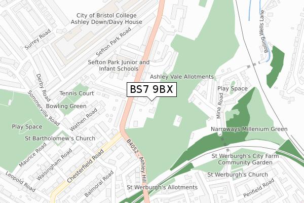 BS7 9BX map - large scale - OS Open Zoomstack (Ordnance Survey)