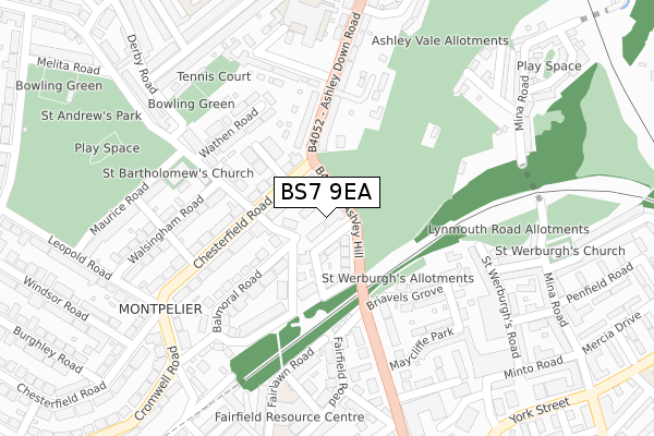 BS7 9EA map - large scale - OS Open Zoomstack (Ordnance Survey)