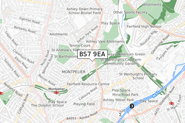 BS7 9EA map - small scale - OS Open Zoomstack (Ordnance Survey)