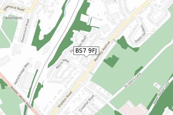 BS7 9FJ map - large scale - OS Open Zoomstack (Ordnance Survey)