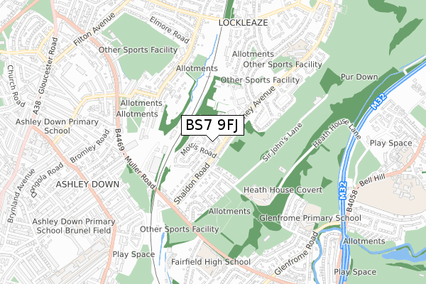 BS7 9FJ map - small scale - OS Open Zoomstack (Ordnance Survey)