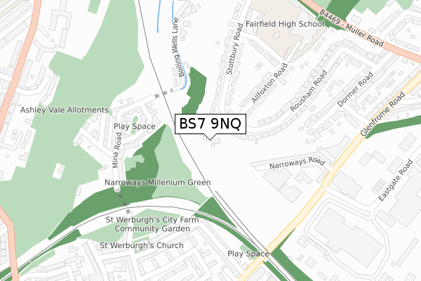 BS7 9NQ map - large scale - OS Open Zoomstack (Ordnance Survey)