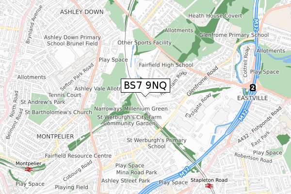 BS7 9NQ map - small scale - OS Open Zoomstack (Ordnance Survey)