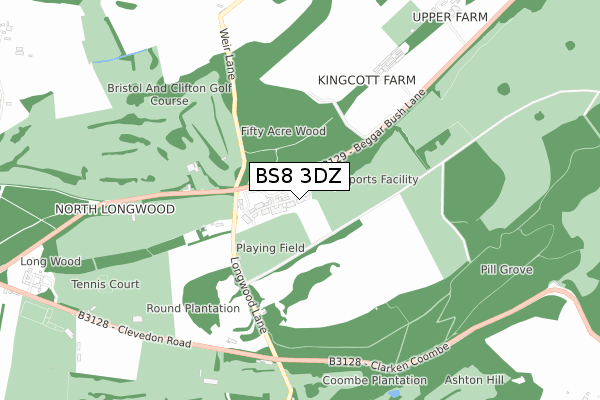 BS8 3DZ map - small scale - OS Open Zoomstack (Ordnance Survey)