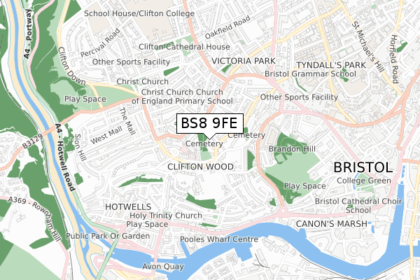 BS8 9FE map - small scale - OS Open Zoomstack (Ordnance Survey) BS8 9FE map - small scale - OS Open Zoomstack (Ordnance Survey)