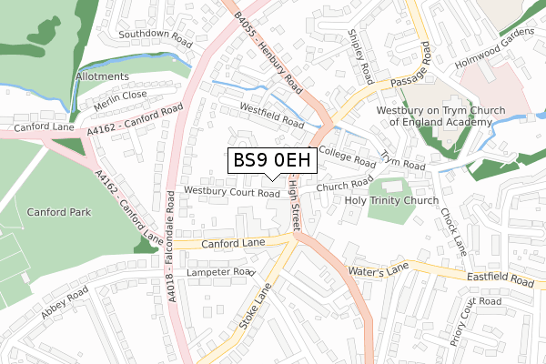 BS9 0EH map - large scale - OS Open Zoomstack (Ordnance Survey)