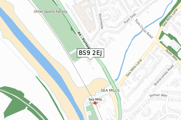 BS9 2EJ map - large scale - OS Open Zoomstack (Ordnance Survey)