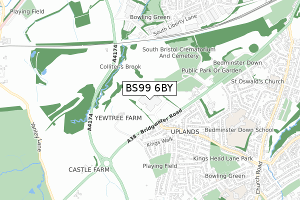 BS99 6BY map - small scale - OS Open Zoomstack (Ordnance Survey)