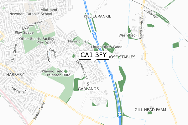 CA1 3FY map - small scale - OS Open Zoomstack (Ordnance Survey)