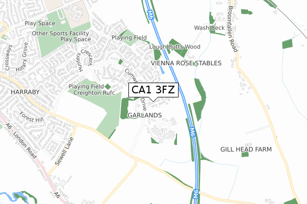 CA1 3FZ map - small scale - OS Open Zoomstack (Ordnance Survey)